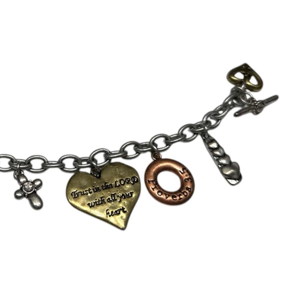 Vintage Chunky Charm Bracelet Christian - Picture 3 of 4